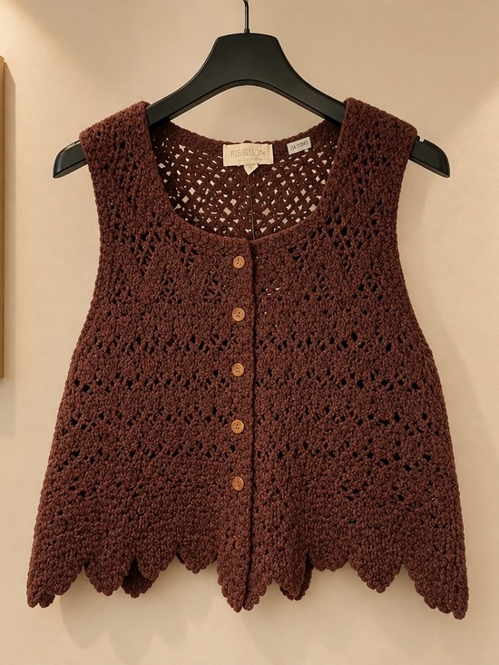 Rebellion Tops - 100% Cotton Crotchet Tunic Vest/Boho/Cottegecore/Coastal/Casual Chic/$65 OBO